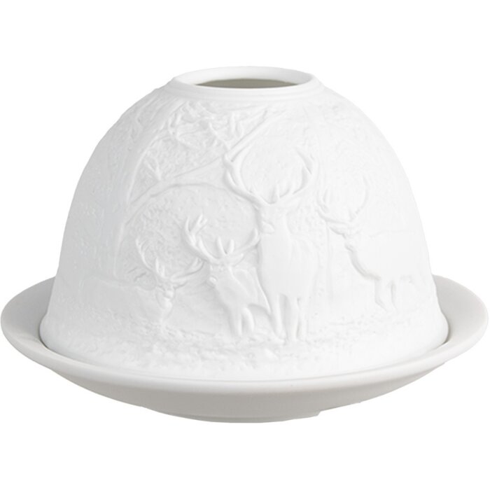 Clayre & Eef 6CE1818 Herten waxinelichthouder Ø 12x8 cm Wit