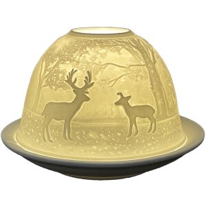 Clayre & Eef 6CE1818 Herten waxinelichthouder Ø 12x8 cm Wit