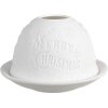 Clayre & Eef 6CE1822 Theelichthouder Vrolijk Kerstfeest Ø 12x8 cm Wit