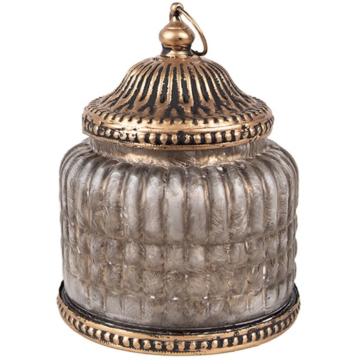 Clayre & Eef 6GL4598 Decoratie glas met LED Ø 10x13 cm vintage stijl