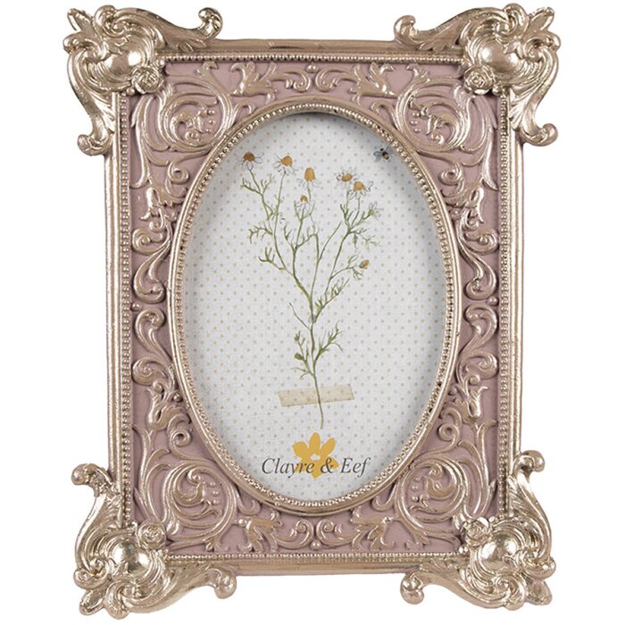 Clayre & Eef 2F1115 Fotolijst Zilverkleurig Roze 17x3x21 cm 10x15 cm