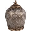 Clayre & Eef 6GL4584 LED Lantaarn Ø 13x18 cm Bruin Glazen Decoratie