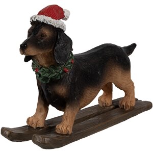 Clayre & Eef 6PR4173 Decoratie Beeldje Hond Teckel 10x3x7 cm