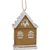 Clayre & Eef 6PR4212 Decoratie Hanger Huis Bruin Wit 6x4x9 cm