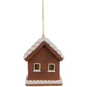 Clayre & Eef 6PR4358 Decoratie hanger huis met LED 8x6x10 cm