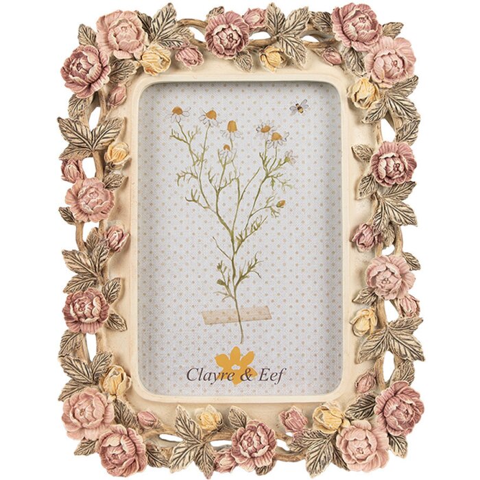 Clayre & Eef 2F1134 Fotolijst bloemmotief 17x2x21 cm 10x15 cm