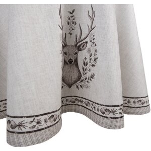 Clayre & Eef GTW07 Tafelkleed Hertenmotief Beige Ø 170 cm