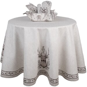Clayre & Eef GTW07 Tafelkleed Hertenmotief Beige Ø 170 cm