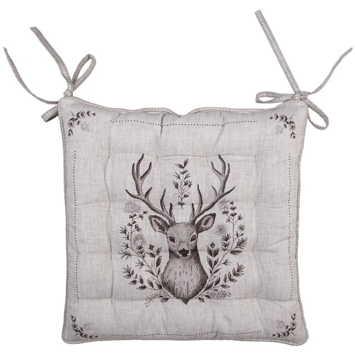 Clayre & Eef GTW29 Stoelkussen met schuimrubber hertenmotief 40x40x4 cm