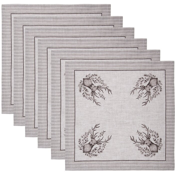 Clayre & Eef GTW43 Servettenset 6-delig 40x40 cm Beige Bruin