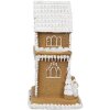 Clayre & Eef 6PR4193 Decoratie Huisje met LED Bruin Wit 8x8x15 cm