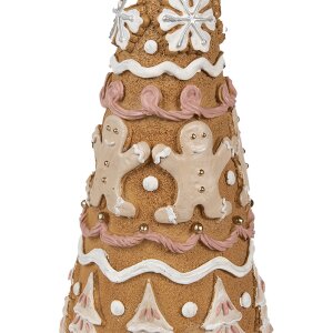 Clayre & Eef 6PR4362 Decoratie Kerstboom Ø 14x37 cm Bruin Wit