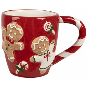 Clayre & Eef 6CEMU0158 Mok Peperkoek Rood-Wit 325ml...