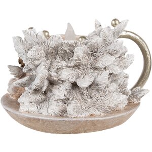 Clayre & Eef 6PR4164 Kandelaar Engel LED 14x13x10 cm