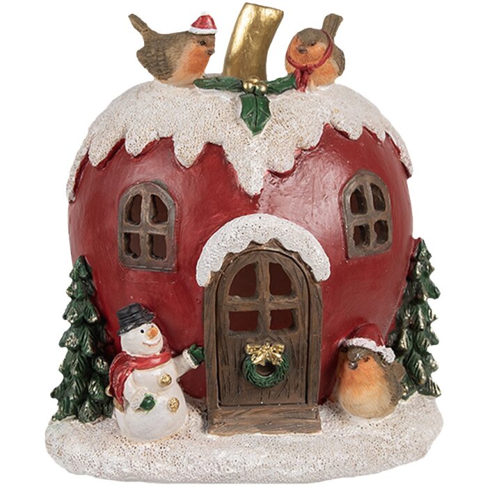 Clayre & Eef 6PR4175 Kerstdecoratie huis met LED verlichting 12x11x13 cm