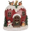 Clayre & Eef 6PR4175 Kerstdecoratie huis met LED verlichting 12x11x13 cm