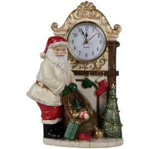 Clayre & Eef 6PR4180 Decoratie Kerstman Klok 15x7x22 cm