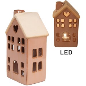 Clayre & Eef 6CE1795 Decoratiehuisje met LED 6x6x11 cm