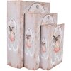Clayre & Eef Opbergdoos Set 3 Stuks Roze Wit Hout Retro Vintage