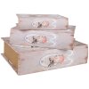Clayre & Eef Opbergdoos Set 3 Stuks Roze Wit Hout Retro Vintage