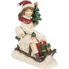 Clayre & Eef 6PR4183 Decoratie Kind op slee 10x6x12 cm