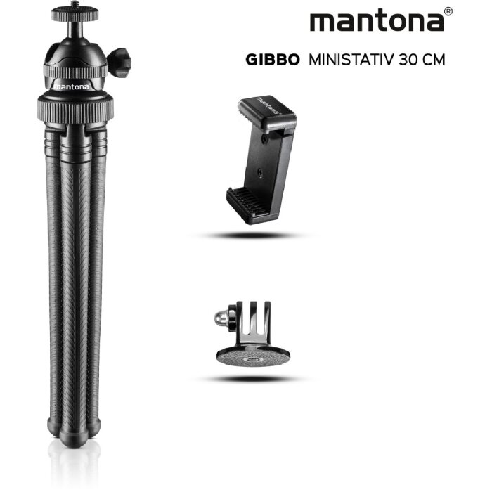 Mantona Gibbo Flex mini statief 30cm met balhoofd voor cameras en smartphones