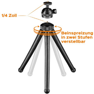 Mantona Gibbo Flex mini statief 30cm met balhoofd voor cameras en smartphones