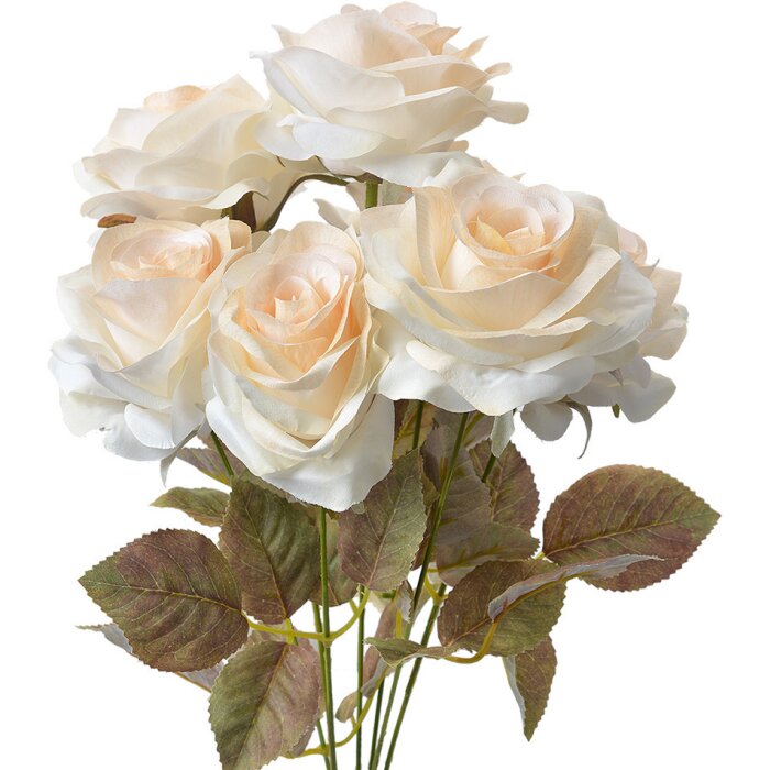Clayre & Eef 6PL0308 Kunstbloem Roos Wit Groen 16x16x47 cm