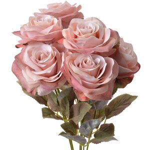 Clayre & Eef 6PL0309 Kunstbloem Roos Roze Groen 16x16x47 cm