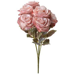 Clayre & Eef 6PL0309 Kunstbloem Roos Roze Groen 16x16x47 cm