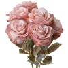 Clayre & Eef 6PL0309 Kunstbloem Roos Roze Groen 16x16x47 cm
