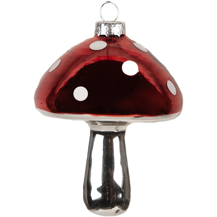 Clayre & Eef 6GL4646 Kerstbal paddenstoel Ø 7x9 cm
