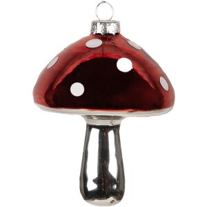 Clayre & Eef 6GL4646 Kerstbal paddenstoel Ø 7x9 cm