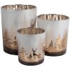 Clayre & Eef 6GL4659 Theelichthouder Set van 3 Witgoud Ø 7x8/9x10/10x12 cm