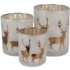 Clayre & Eef 6GL4666 Theelichthouder Set van 3 Witgoud Ø 7/9/10 cm Glas