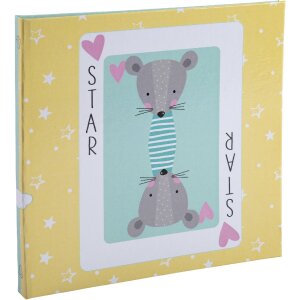 Exacompta fotoalbum 25x25cm 30 paginas wit motief fantasie speelkaart geel groen