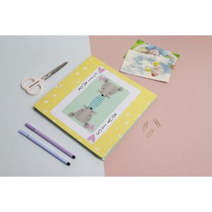 Exacompta fotoalbum 25x25cm 30 paginas wit motief fantasie speelkaart geel groen