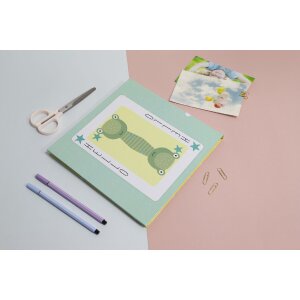 Exacompta fotoalbum 25x25cm 30 paginas wit motief fantasie speelkaart geel groen