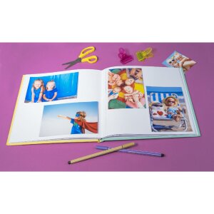Exacompta fotoalbum 25x25cm 30 paginas wit motief fantasie speelkaart geel groen