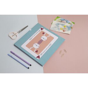 Exacompta 16115E Fotoalbum 30 paginas roze/blauw fantasie speelkaart