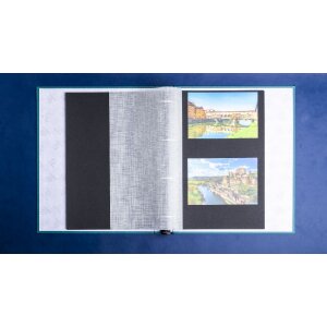Exacompta 17603E Fotoalbum ringmechaniek 60 zwarte paginas 32x26x4cm blauwgroen