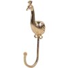 Clayre Eef wandhaak pauw goudkleurig 5x3x14 cm ijzer vintage stijl decoratieve haak