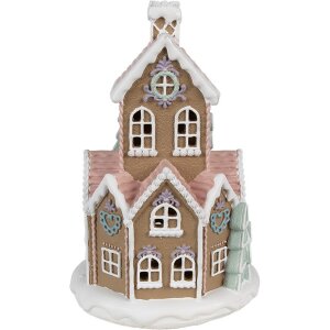 Clayre & Eef 6PR4308 Decoratiehuisje met LED Ø 14x22 cm / 3xAAA