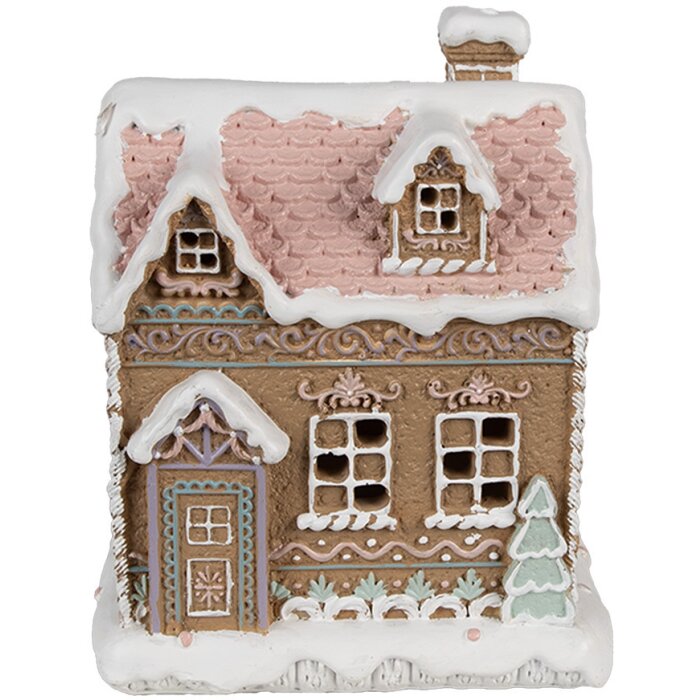Clayre & Eef 6PR4317 Decoratiehuisje met LED 13x10x16 cm / 3xAAA