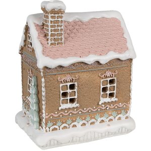 Clayre & Eef 6PR4317 Decoratiehuisje met LED 13x10x16 cm / 3xAAA