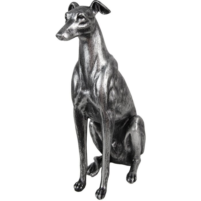 Clayre & Eef 6PR5068 Decoratie Hond Zilverkleurig 20x10x30 cm