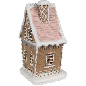 Clayre Eef Peperkoekhuisje met LED 13x10x21 cm Bruin Polyresin Kersthuisje