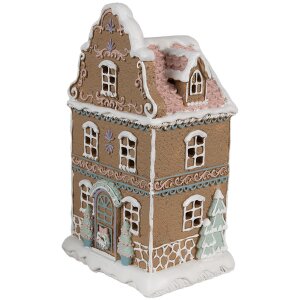 Clayre & Eef Peperkoekhuisje met LED 12x9x20 cm Polyresin Kerstsfeer