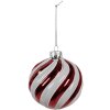 Clayre Eef Kerstbal glas rood wit Ø10 cm Klassieke kerstboomdecoratie