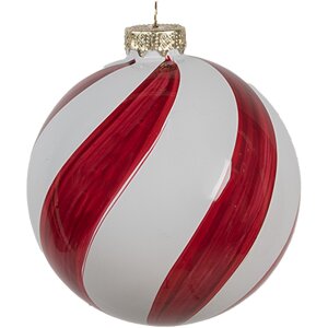 Clayre Eef kerstbal rood wit glas Ø 6 cm kerstboom decoratie